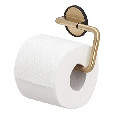 Afbeelding van Tiger Tune Wc rolhouder Zonder klep Toiletrolhouder boren Zelfklevend 3M tape Goud geborsteld / Zwart