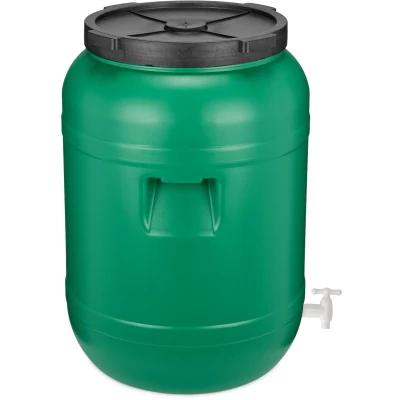 Afbeelding van Garronda 80L Met Kraan Kunststof Trommel Deksel Vat HDPE Voedselvat Tuin Hobbock Groen GD DOL Barrel Green
