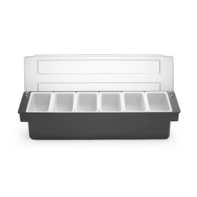 Afbeelding van BarUp Bar Garneerunit met 6 Bakjes Cocktail Ingrediëntenbak 48x15x(H)10cm