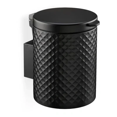 Afbeelding van Relaxdays badkamer prullenbak 5 l hangend met emmer softclose ijzer modern zwart