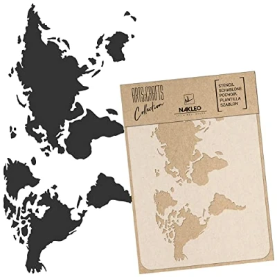 Afbeelding van Herbruikbaar kunststof sjabloon voor knutselen A3, A4, A5 wereldkaart meubels scrapbooking decoupage (A3)