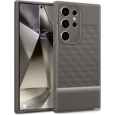 Afbeelding van Caseology Parallax 3D ergonomische beschermhoes voor Samsung Galaxy S24 Ultra met valbescherming in militaire kwaliteit, asgrijs