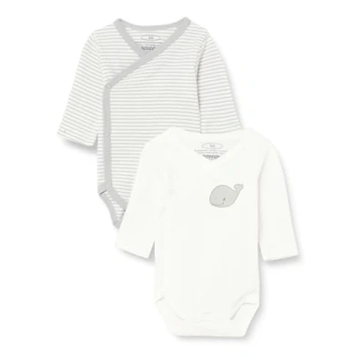 Afbeelding van Playshoes Wickel body Wal 2 pack ondergoedset voor baby&#039;s en peuters, uniseks, kinderen, 1 stuk, Set van natuurlijke baleinen met 1/1 mouwen