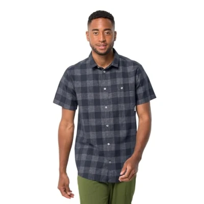 Afbeelding van Jack Wolfskin Highlands M Overhemd, Heren, Maat: Large, Night blue checks