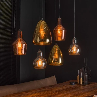Afbeelding van Hoyz Hanglamp 3+3 Mix Glass Tricolore Artic zwart