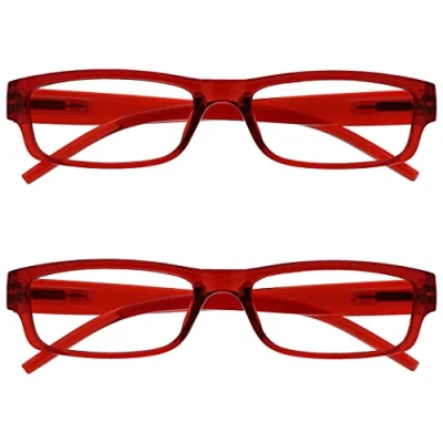 Afbeelding van The Reading Glasses Company Society leesbril, rood, licht, comfortabel, waardevolle spelers, verpakking van 2 mannen, vrouwen RR32 Z +2,50
