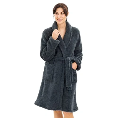 Afbeelding van HOMELEVEL fleece badjas voor dames Damesbadjas van zachte sherpa Met zakken en ceintuur Maat L in zwart