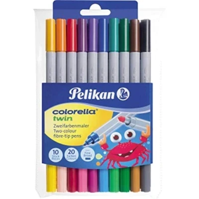 Afbeelding van Pelikan Fasermaler Colorella Twin normal C302 10 stiften sort