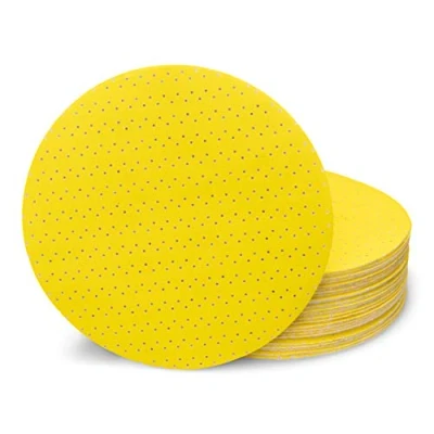 Afbeelding van FD Workstuff 25 stuks professionele schuurschijven, geel, diameter: 225 mm, 5 korrels van 60/80/120/180/220. Geschikt voor vlakslijpmachine met lange hals, zelfklevend schuurpapier, schuurpapier pads