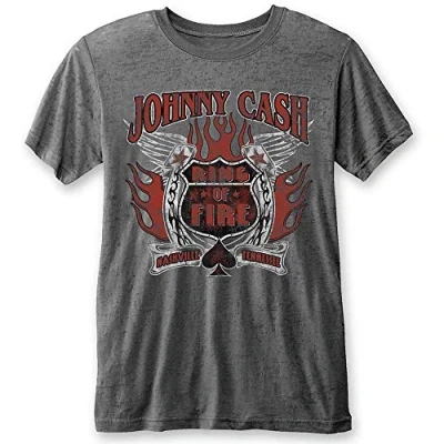 Afbeelding van Johnny Cash Ring Of Fire Heren T shirt L Grijs