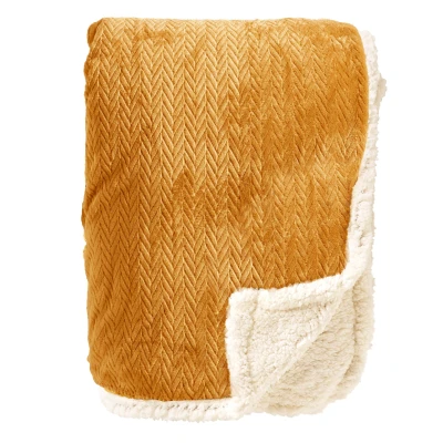Afbeelding van Dutch Decor BOBBY Plaid 150x200 cm fleece deken met sherpa voering Golden Glow geel