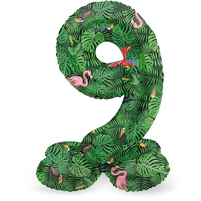 Afbeelding van Folat Staande folieballon Cijfer 9 Jungle Vibe 72 cm