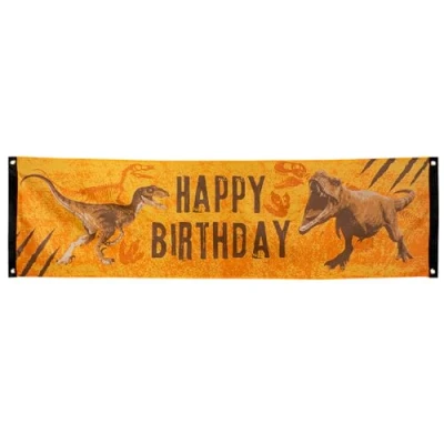 Afbeelding van Dino T Rex Banner &#039;Happy Birthday&#039; 50x180 cm per stuk
