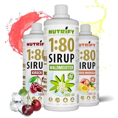 Afbeelding van NUTRIFY Vital Fitness Drink 1:80 Siroop 3 x 1 liter geconcentreerde dranken met vitaminen en L carnitine zonder suiker, voor 240 sportdrank, caloriearm, zomerverpakking