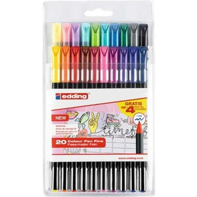 Afbeelding van edding 1200 Viltstiften Set van 20 kleuren in etui 1 mm ronde punt back to school