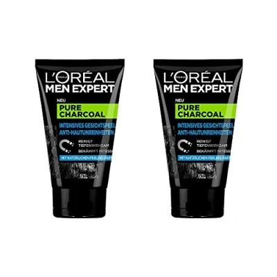 Afbeelding van L&#039;Oréal Paris Men Expert Peeling, gezicht, pure huid, reiniging voor mannen, kooltjes, anti onzuiverheden, 1 x 100 ml