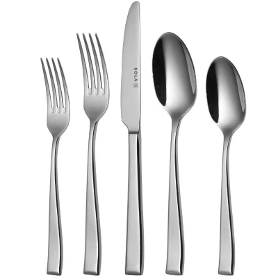 Afbeelding van Sola Bestekset Durban 9 Persoons Modern 90 delig Vaatwasserbestendig Zilverwit Edelstaal 18/10 RVS Zilver; Mat