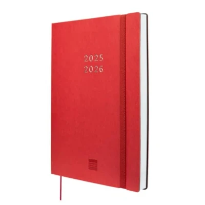 Afbeelding van Finocam Agenda Mara 18 maanden, 2025 2026, week op 2 pagina&#039;s, verticale presentatie, juli december 2026 (18 maanden), rood internationaal