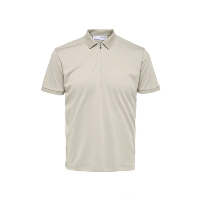 Afbeelding van Selected Homme Slhfave ZIP Poloshirt, Heren, Maat: Small, Oatmeal