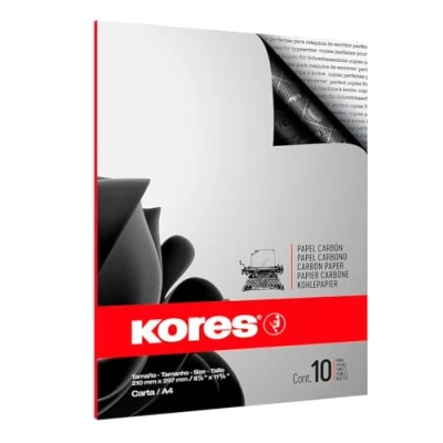 Afbeelding van Kores Zwart carbonpapier voor schrijfmachines Geen vlekken en herbruikbaar School kantoorartikelen A4 formaat Set van 10 vellen