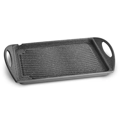 Afbeelding van Lagostina Speciale anti aanbakplaat voor gas en oven van gegoten aluminium, 34 x 26 cm, grill grill, ergonomische hulzen