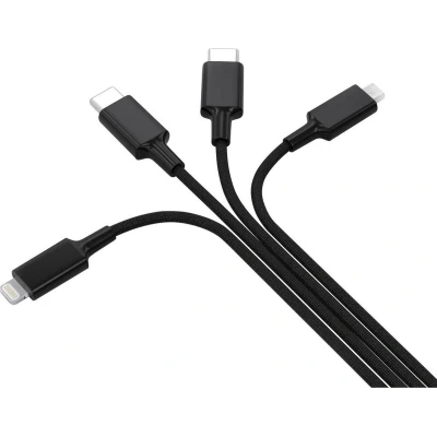 Afbeelding van Smrter USB laadkabel A stekker, C Apple Lightning micro B stekker 1.20 m Zwart SMRTER_ELITE_C_BK