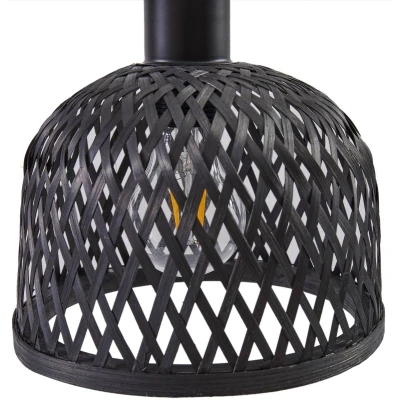 Afbeelding van Lindby wandlamp Eskil, Ø 18,5 cm, zwart, bamboe