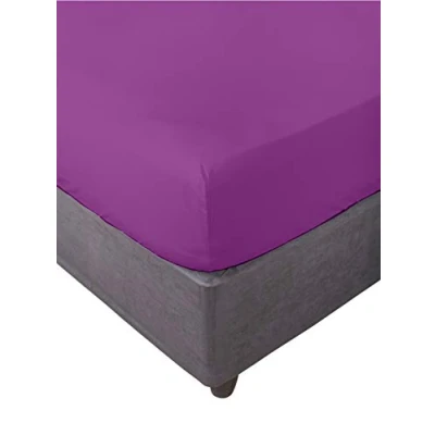 Image de Miracle Home. Drap housse élastique Doux et confortable Anti peeling Coton 50% Polyester Lit de 180 cm x 200 30 Aubergine