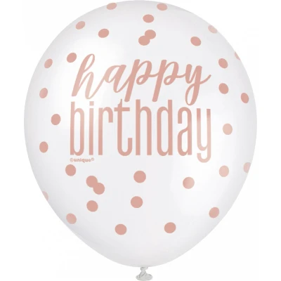 Afbeelding van Ballon Happy Birthday Glitz Rose Goud 6 stuks