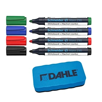 Afbeelding van Dahle Whiteboardspons, magnetische wisser voor droog reinigen op vele oppervlakken, blauw, spons en marker