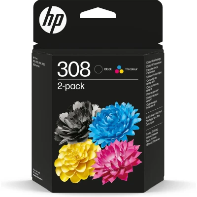 Afbeelding van HP 308 originele 2 pack combo zwarte/driekleureninktcartridges
