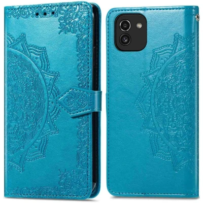 Afbeelding van iMoshion Hoesje Geschikt voor Samsung Galaxy A03 Met Pasjeshouder Mandala Bookcase Turquoise
