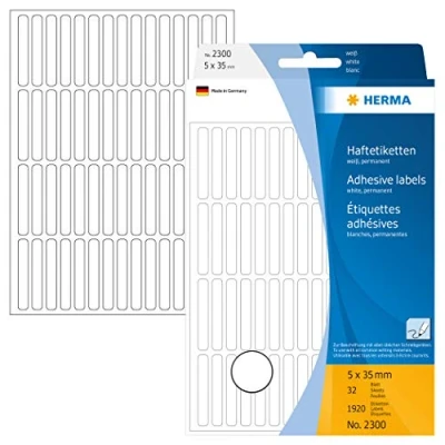 Afbeelding van Etiket HERMA 2300 5x35mm wit 1920stuks