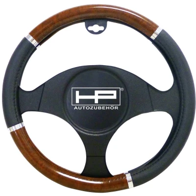 Afbeelding van HP Autozubehör Stuurwielhoes (Ø x h) 39 cm 4 Polyurethaan (PU) 3 kleurig, Zwart, Hout, Aluminium 37