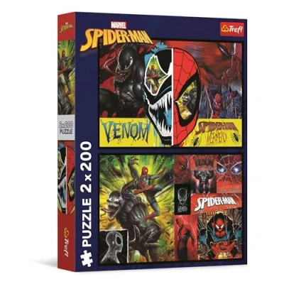 Afbeelding van Trefl 2 in 1 puzzel: Marvel Spiderman, Dag en Nacht van Spiderman x 200 stukjes Twee Puzzels Set voor Tieners