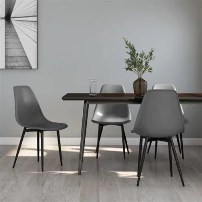 Afbeelding van Eetkamerstoelen 4 st PP grijs