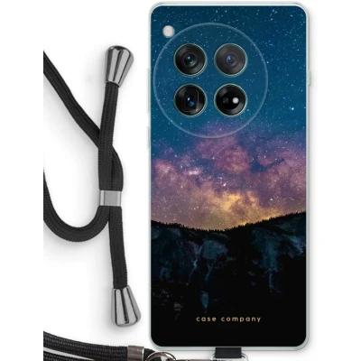 Afbeelding van Case Company® hoesje met Koord geschikt voor OnePlus 12r Travel to space Telefoonhoesje Zwart Bescherming aan alle Kanten en Over de Schermrand