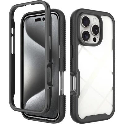 Afbeelding van imoshion Hoesje Geschikt voor iPhone 16 Pro 360 Full Protective Case Zwart / Transparant