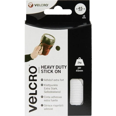 Afbeelding van VELCRO® VEL EC60249 Klittenband punten Om vast te plakken Haak en lusdeel, Extra sterk (Ø) 45 mm Wit 6 paar