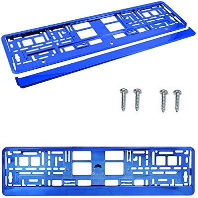 Afbeelding van Kentekenplaathouder voor auto, 2 stuks, blauw glanzend