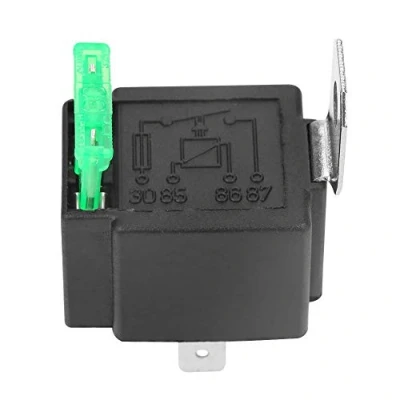 Afbeelding van Auto relais DC 12 V 30 A 4 polig zekeringrelais voor auto&#039;s en motorfietsen normaal open contacten, aan/uit met houder (zwart)
