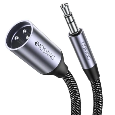 Afbeelding van MOSWAG 3,5 mm naar XLR stekker stekker, vergulde kabel, compatibel met iPhone, iPod, mobiele telefoon, laptop, luidspreker, mixer, microfoon (3 m)