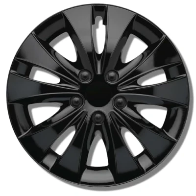 Afbeelding van Set van 4 zwarte wieldoppen 16&quot; 13 Stormer voor de meeste merken en stalen velgen decoratieve eindkappen in zwart of zilver