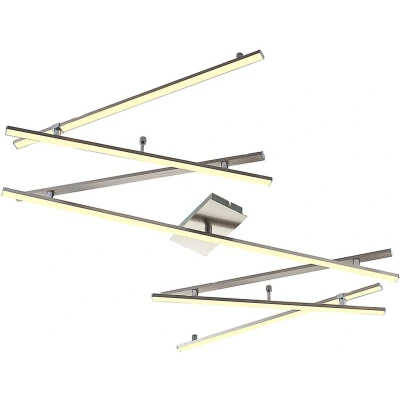 Afbeelding van Lindby LED plafondlamp met dimmer 1licht staal H: 7 cm nikkel Inclusief lichtbron