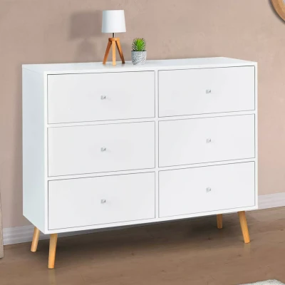 Afbeelding van Commode 6 tiroirs EMMIE 110 cm scandinave bois blanc