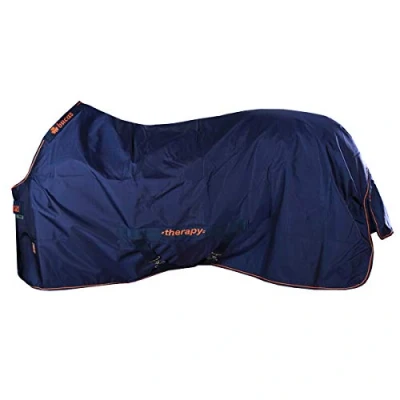 Afbeelding van Bucas Recuptex Turnout deken, 150 g, donkerblauw oranje 6&#039;6/198 cm