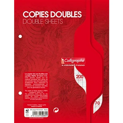 Image de Clairefontaine Copie Double Blanche 17x22 Seyes 70g Perforee Sachet De 50