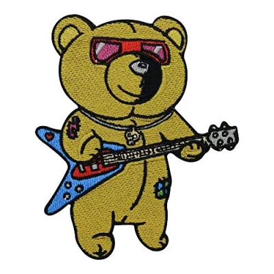 Afbeelding van Finally Home Gitaarpatches om op te strijken of naaien, Rock Teddy, voor kleding, jeans, tassen, broeken, jas