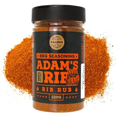 Afbeelding van Adam&#039;s Ribs BBQ Rib Rub 100% natuurlijke en unieke kruiden perfecte kruidenmix voor sappige barbecue grillribben groot glas (220 g)