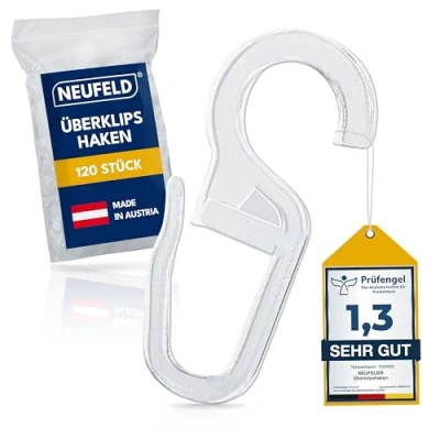 Afbeelding van NEUFELD® 120 stuks gordijnhaken met ogen van 10 mm ringhaken